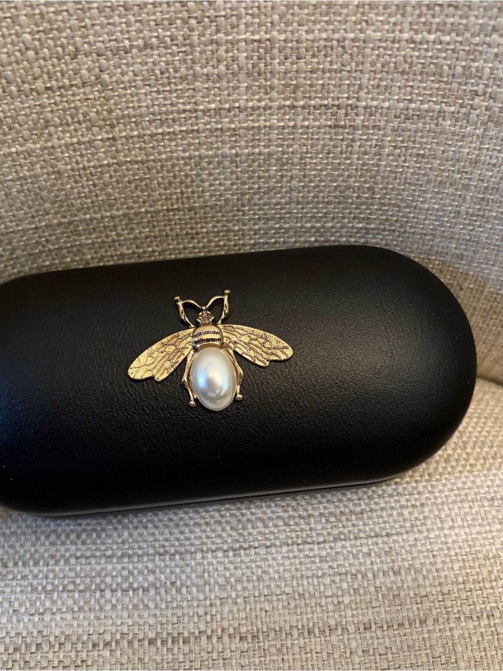Gold Bee Brooch with Pearl Accent